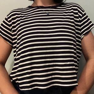 Dark blue striped crop top